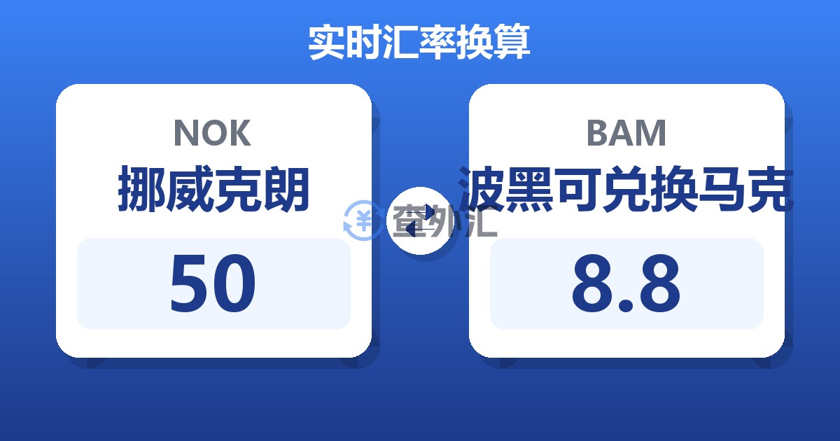 50挪威克朗兑波黑可兑换马克