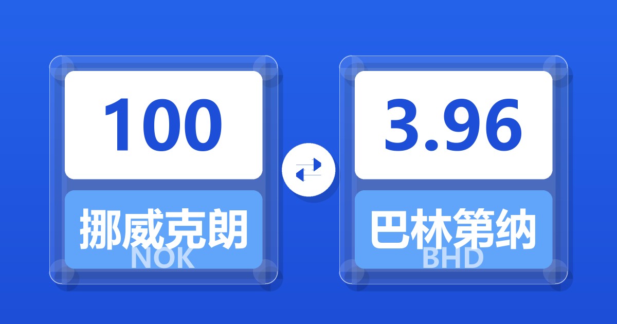 100挪威克朗兑巴林第纳尔