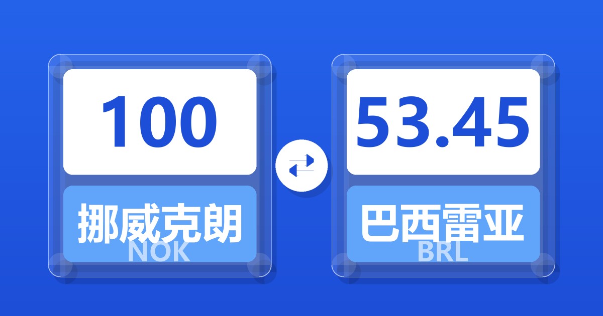 100挪威克朗兑巴西雷亚尔