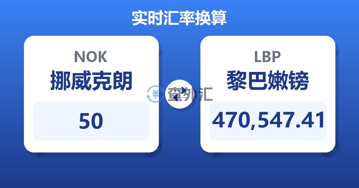 50挪威克朗兑黎巴嫩镑