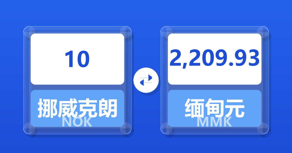10挪威克朗兑缅甸元