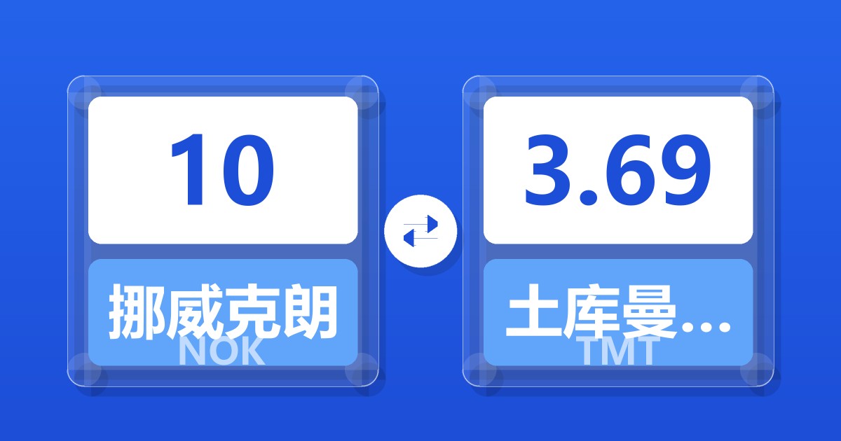 10挪威克朗兑土库曼斯坦马纳特
