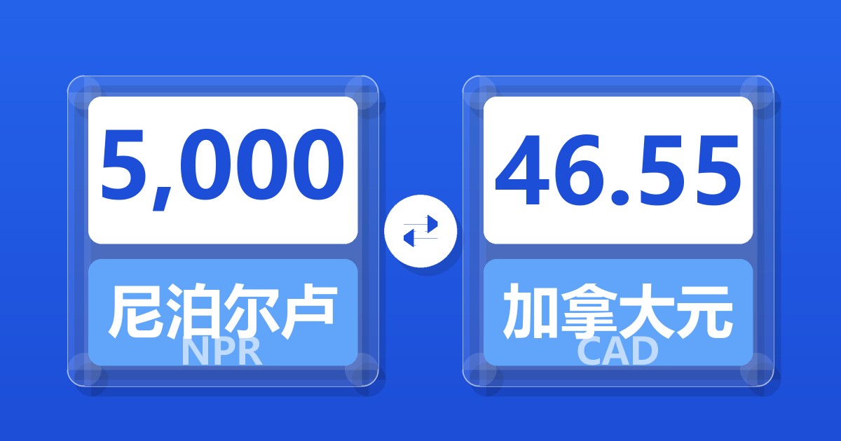 5,000尼泊尔卢比兑加拿大元
