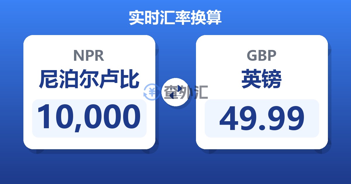 10,000尼泊尔卢比兑英镑