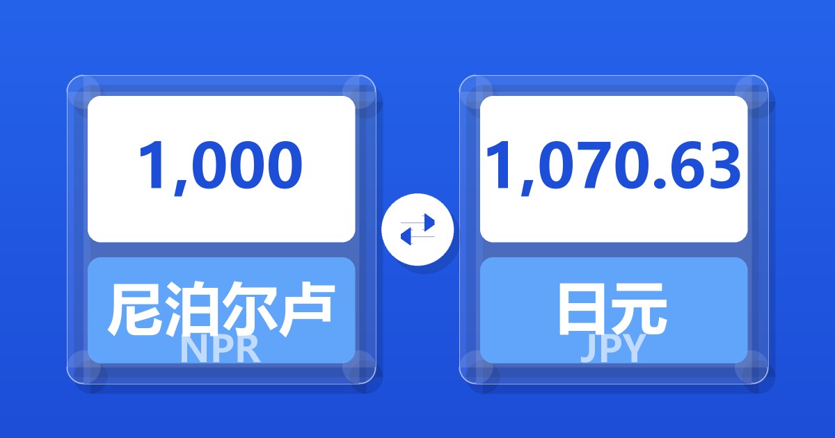 1,000尼泊尔卢比兑日元