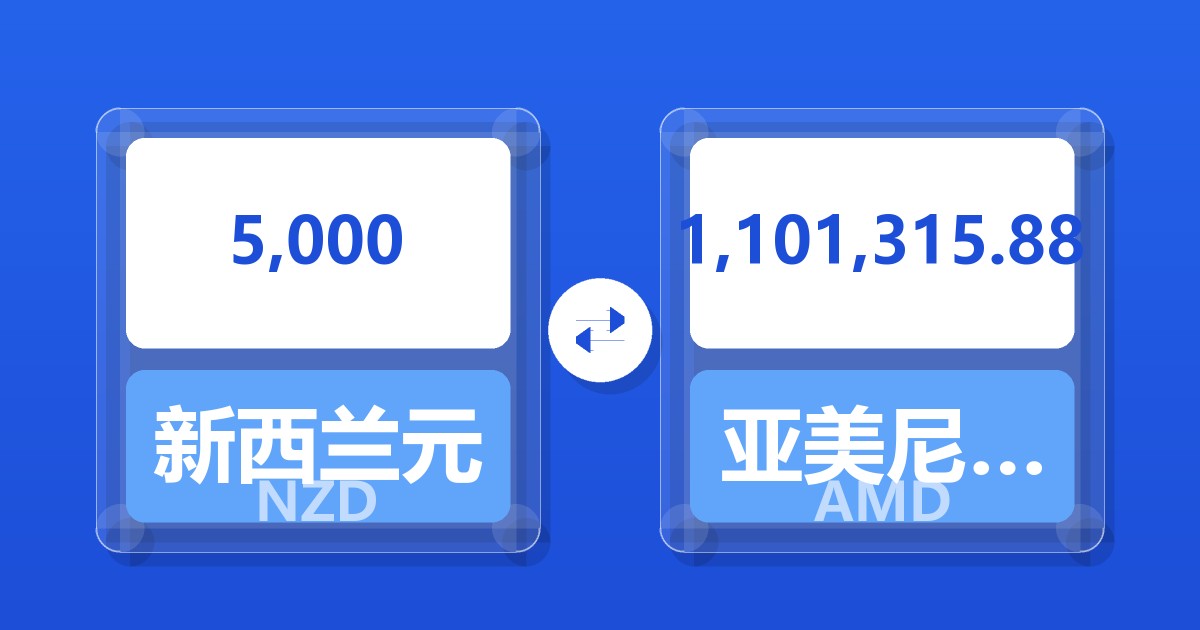 5,000新西兰元兑亚美尼亚德拉姆