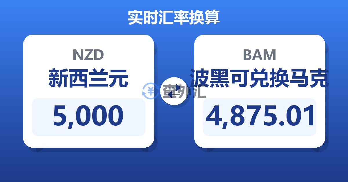 5,000新西兰元兑波黑可兑换马克