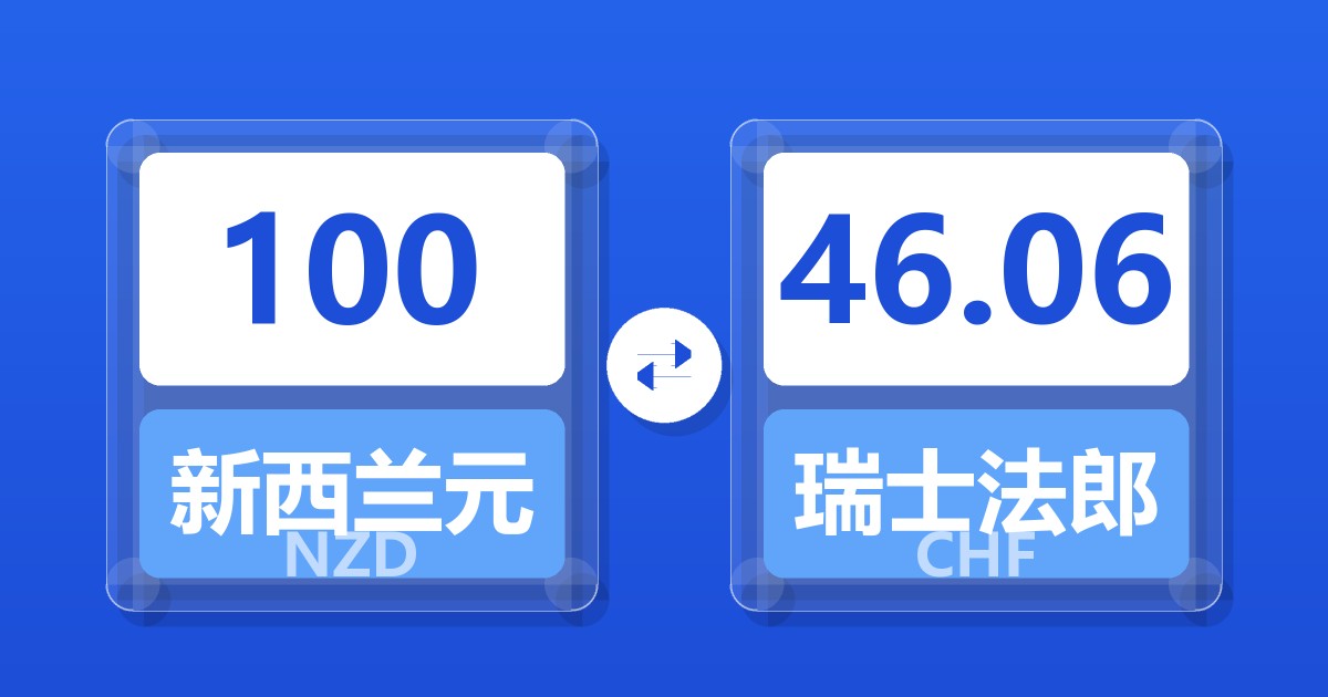 100新西兰元兑瑞士法郎