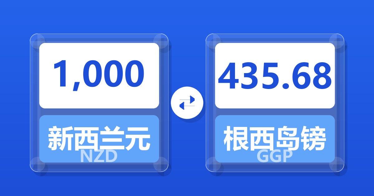 1,000新西兰元兑根西岛镑