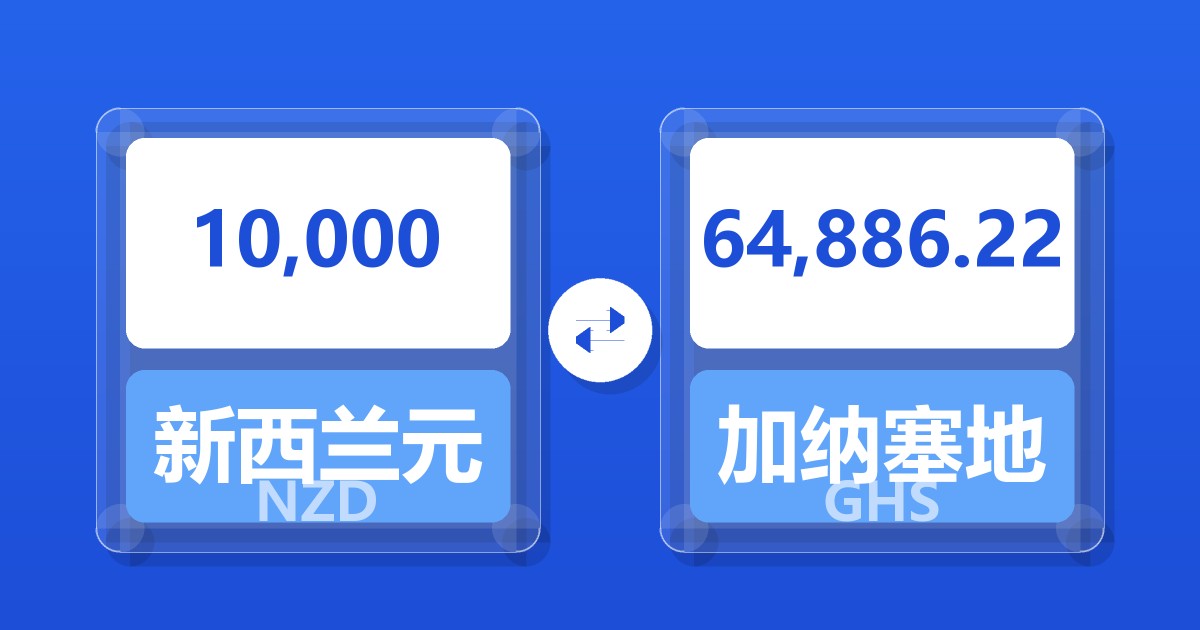 10,000新西兰元兑加纳塞地