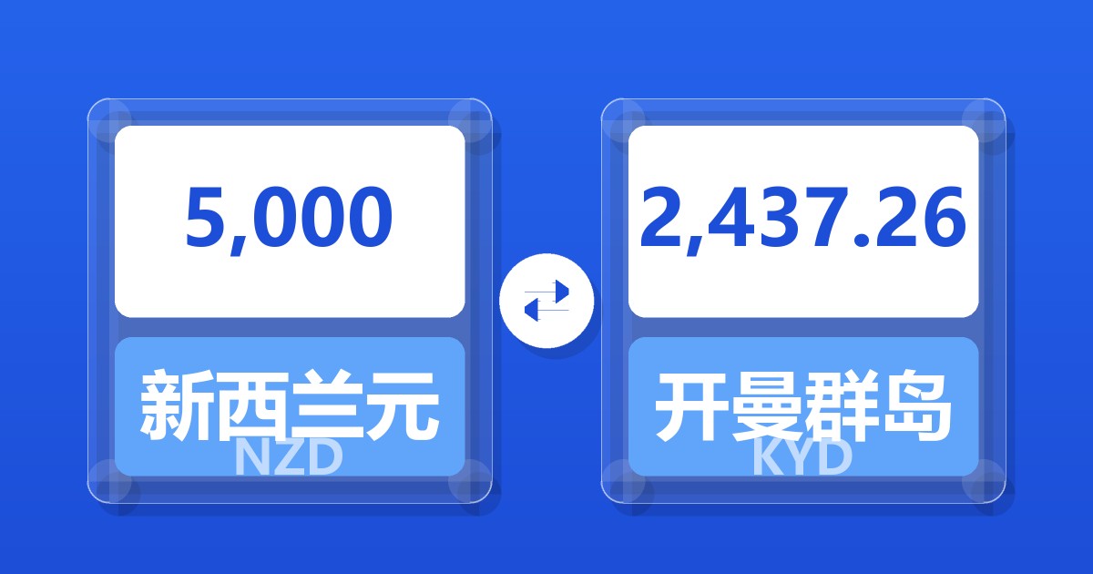 5,000新西兰元兑开曼群岛元