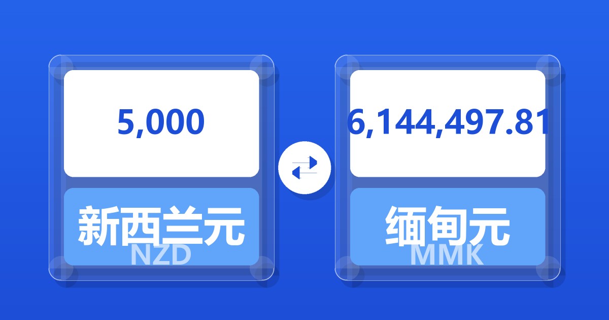 5,000新西兰元兑缅甸元