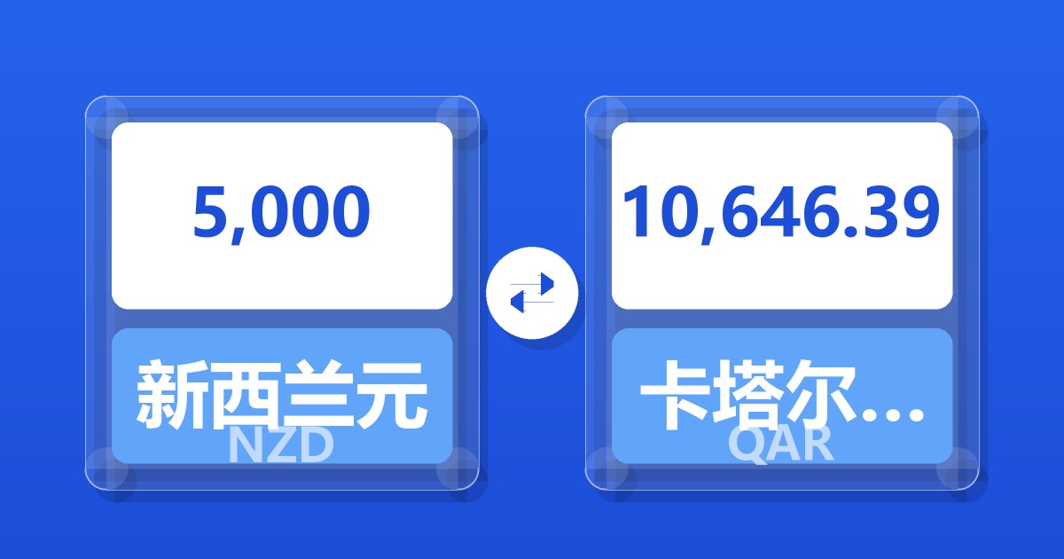 5,000新西兰元兑卡塔尔里亚尔