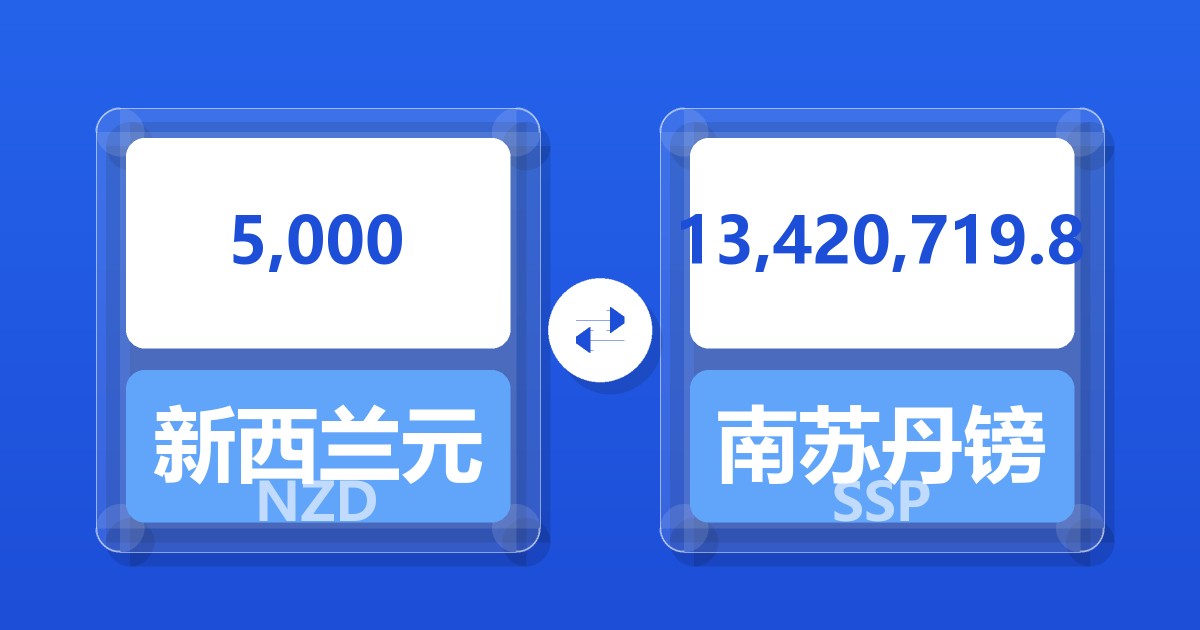 5,000新西兰元兑南苏丹镑
