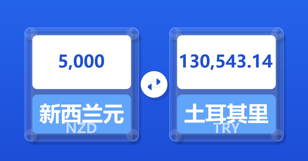 5,000新西兰元兑土耳其里拉