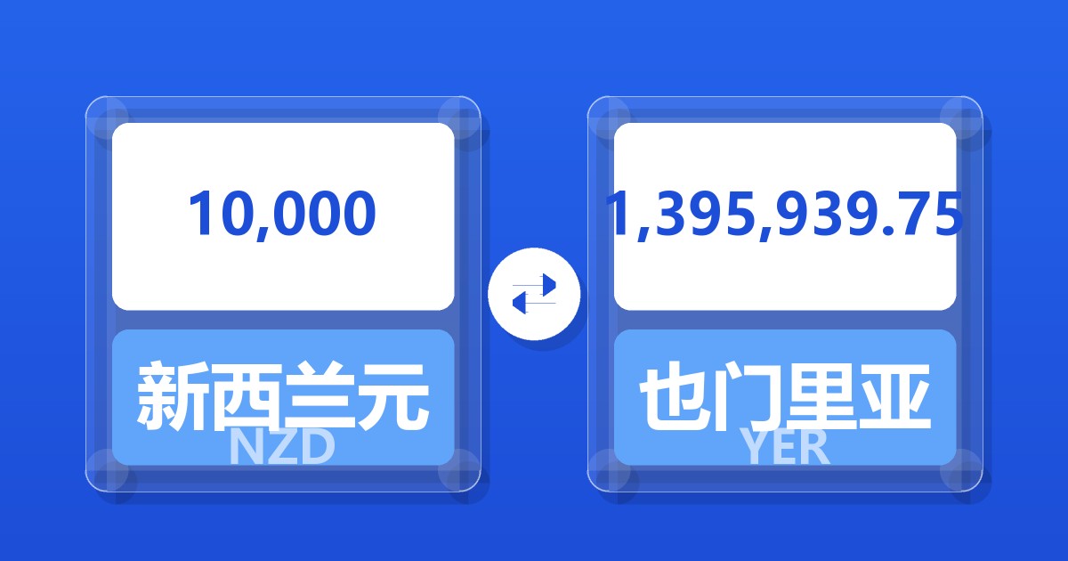 10,000新西兰元兑也门里亚尔