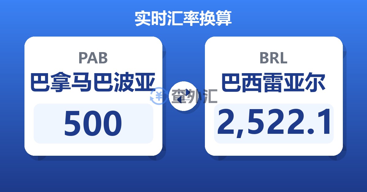 500巴拿马巴波亚兑巴西雷亚尔