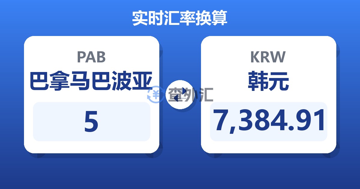 5巴拿马巴波亚兑韩元