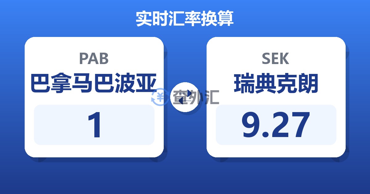 1巴拿马巴波亚兑瑞典克朗