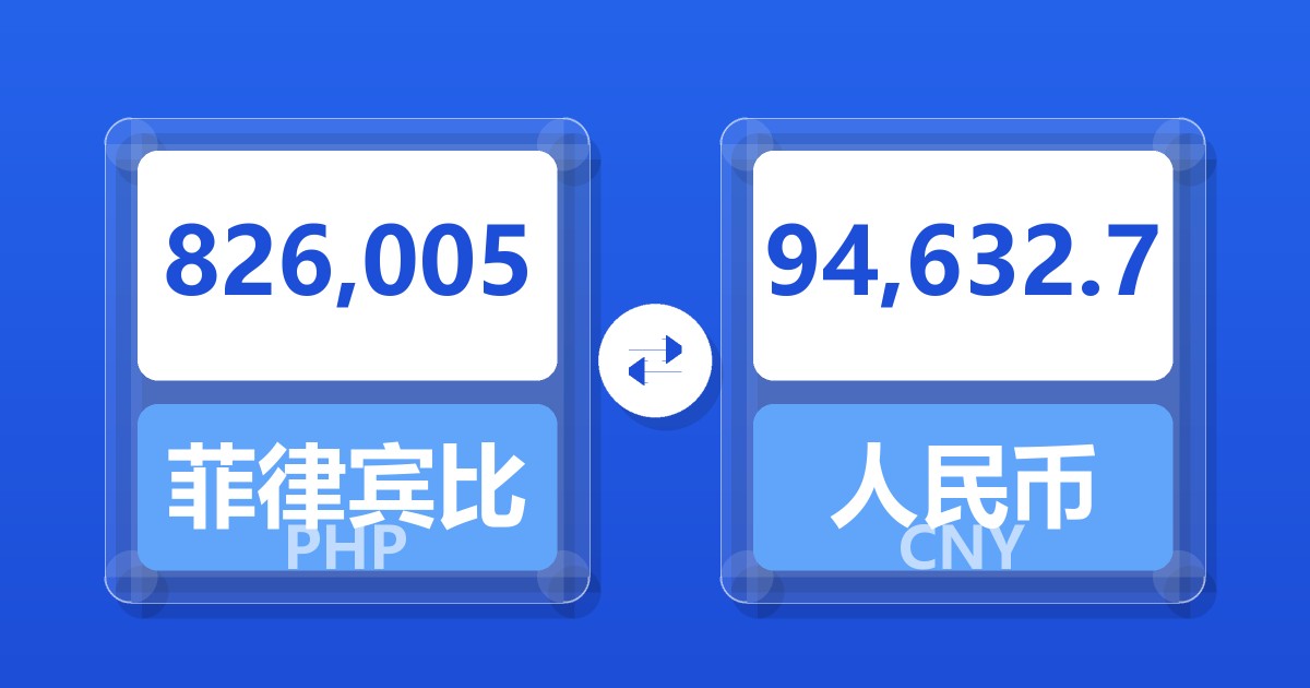 826,005菲律宾比索兑人民币
