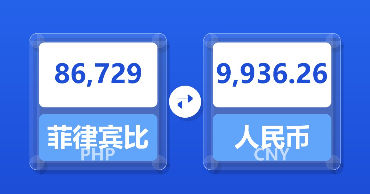 86,729菲律宾比索兑人民币