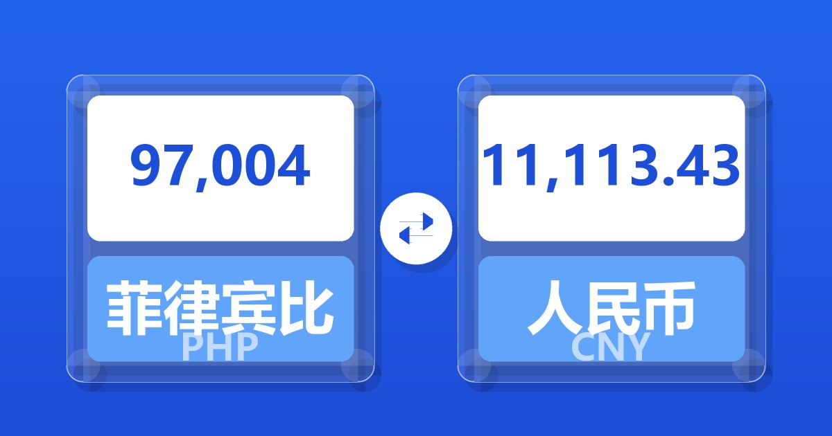 97,004菲律宾比索兑人民币