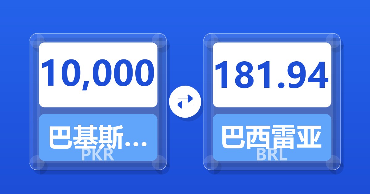 10,000巴基斯坦卢比兑巴西雷亚尔