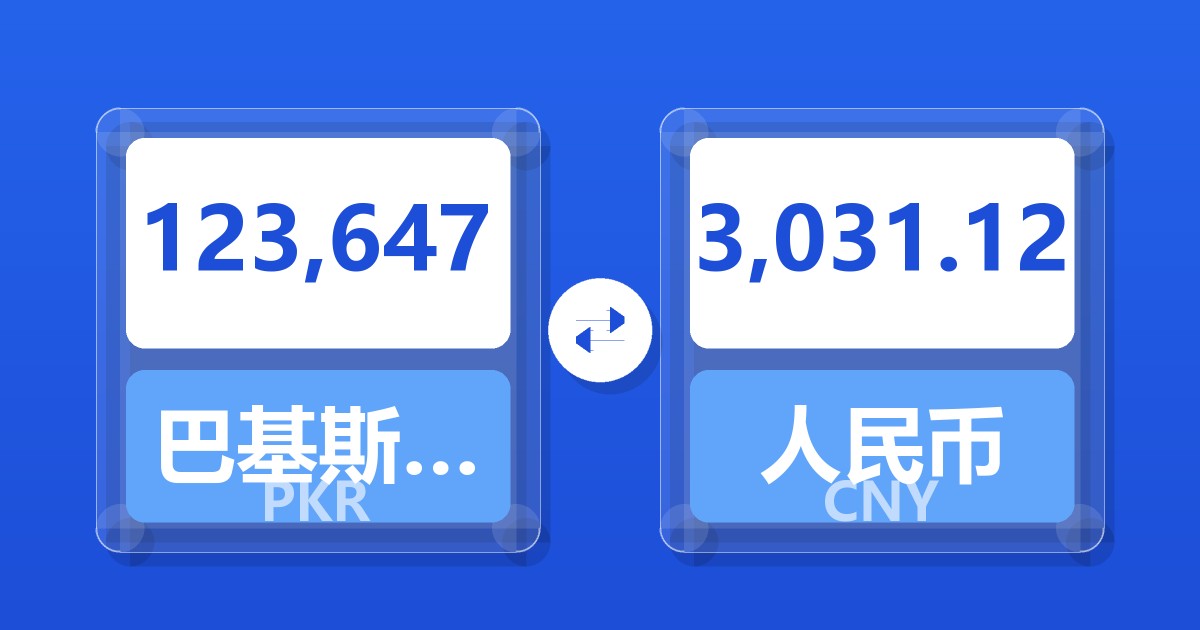 123,647巴基斯坦卢比兑人民币