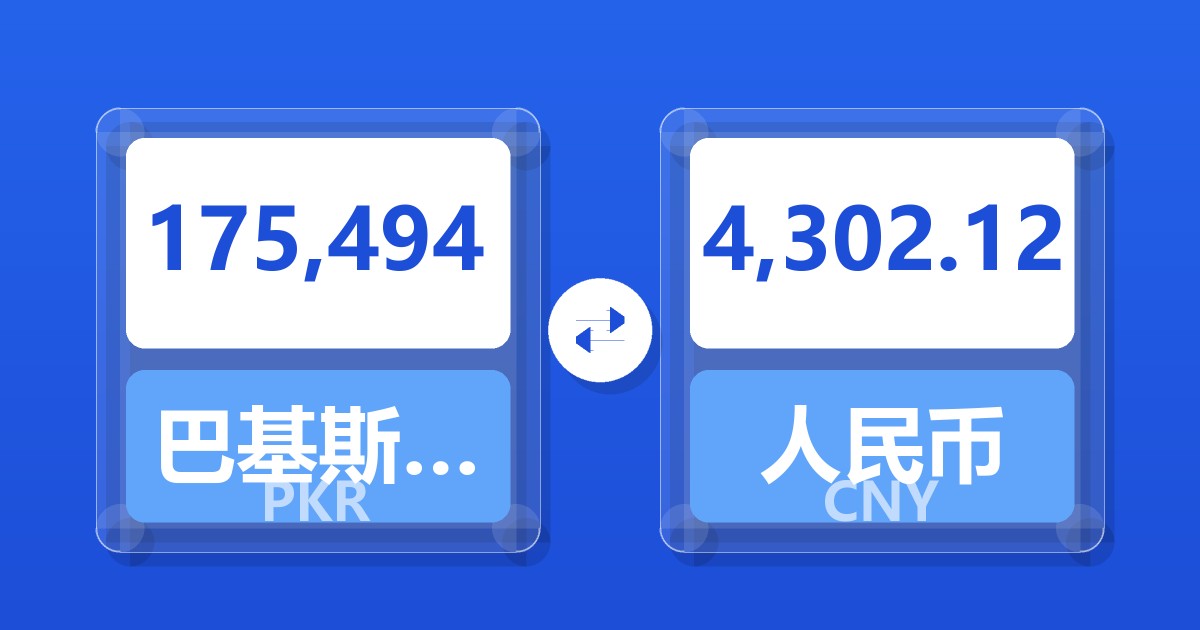 175,494巴基斯坦卢比兑人民币