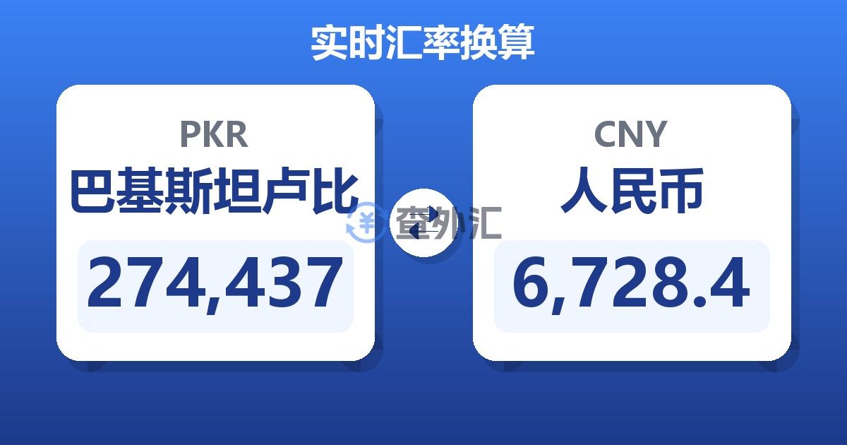 274,437巴基斯坦卢比兑人民币