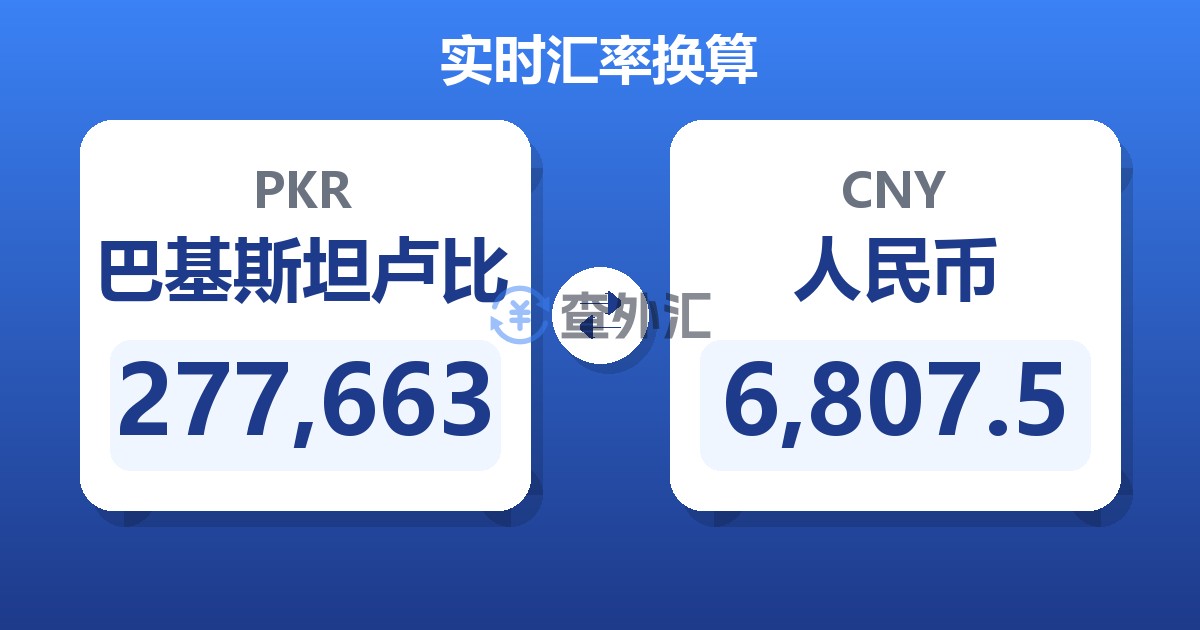 277,663巴基斯坦卢比兑人民币
