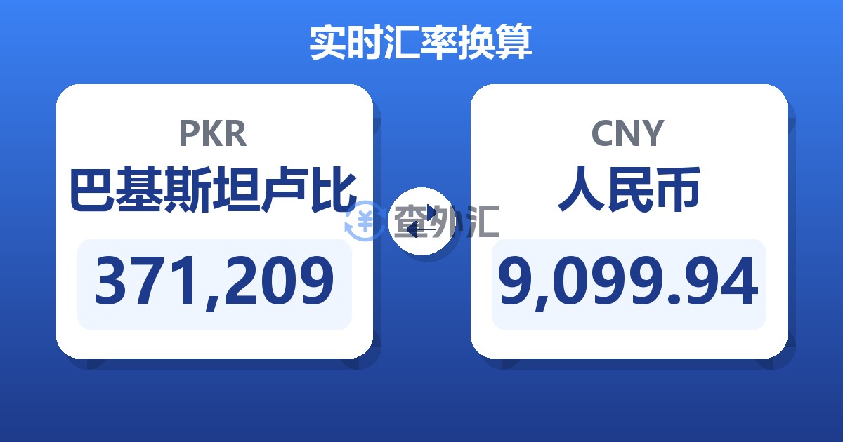 371,209巴基斯坦卢比兑人民币
