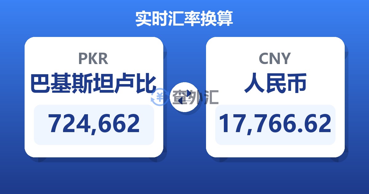 724,662巴基斯坦卢比兑人民币