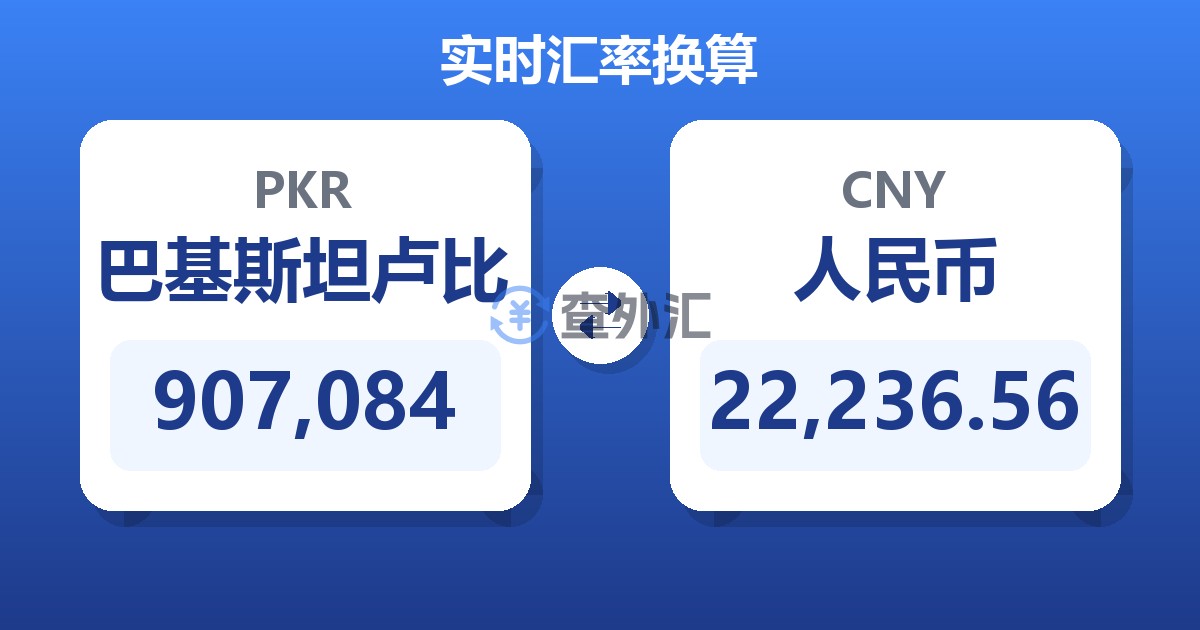 907,084巴基斯坦卢比兑人民币