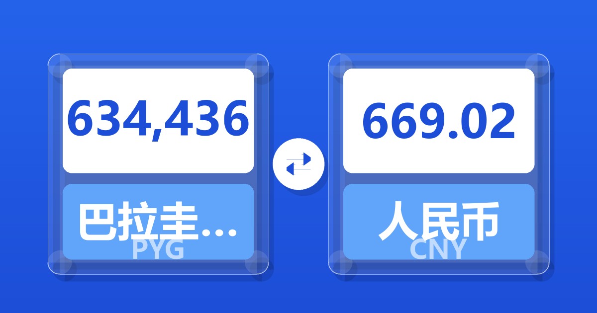 634,436巴拉圭瓜拉尼兑人民币