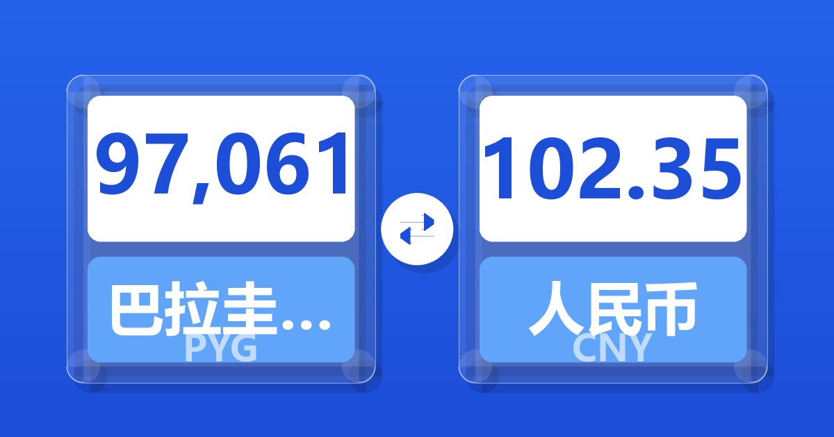 97,061巴拉圭瓜拉尼兑人民币