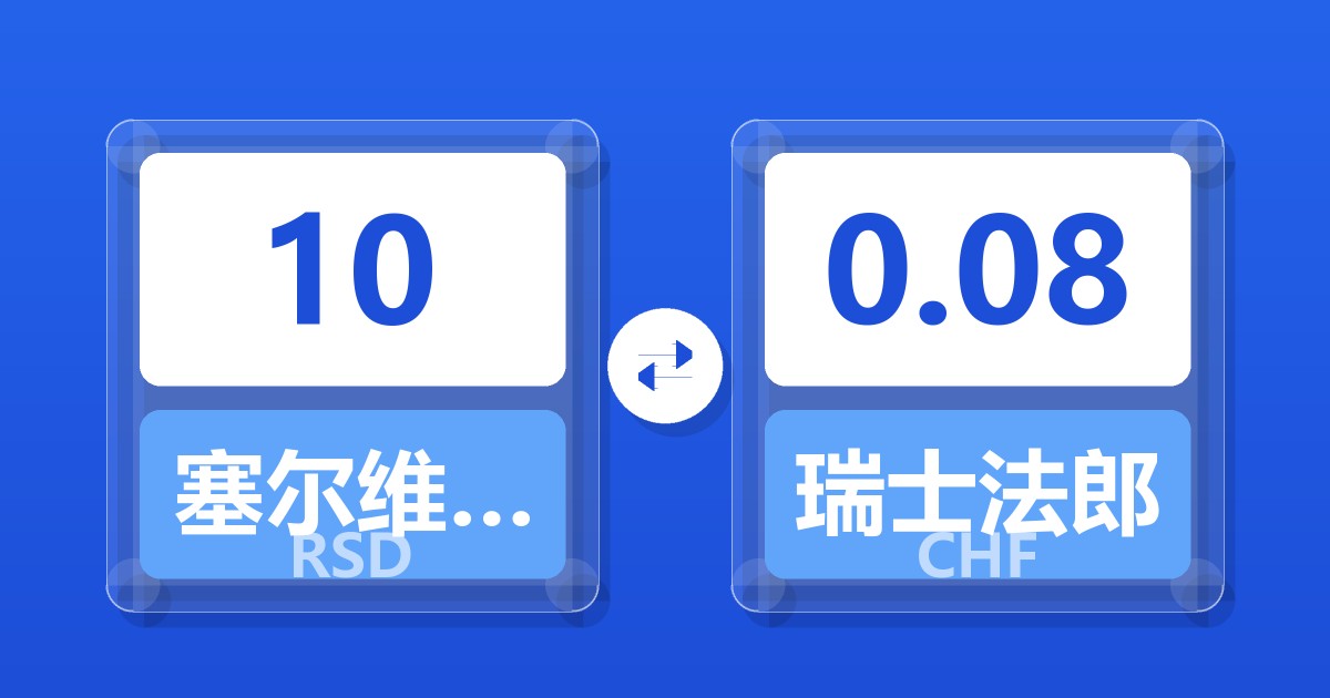 10塞尔维亚第纳尔兑瑞士法郎