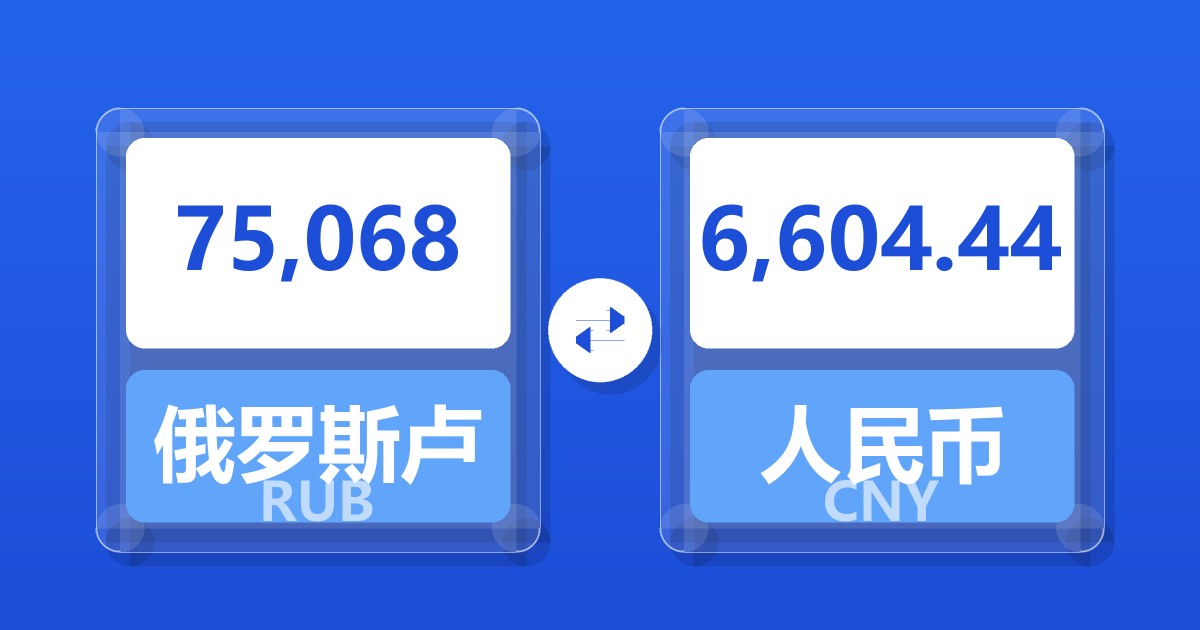75,068俄罗斯卢布兑人民币