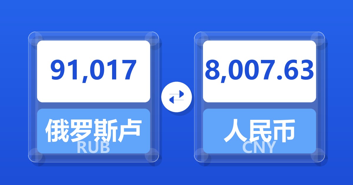 91,017俄罗斯卢布兑人民币