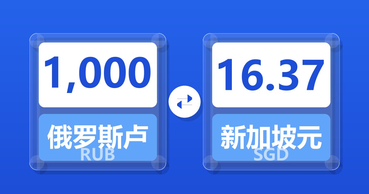 1,000俄罗斯卢布兑新加坡元