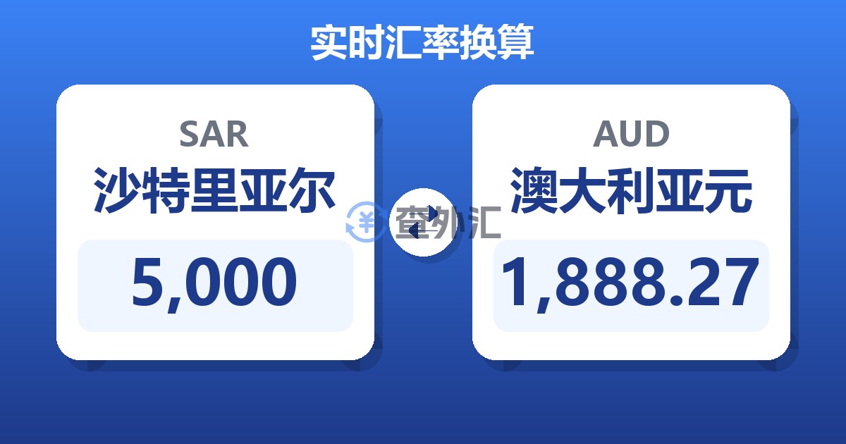 5,000沙特里亚尔兑澳大利亚元