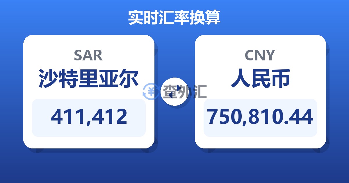 411,412沙特里亚尔兑人民币