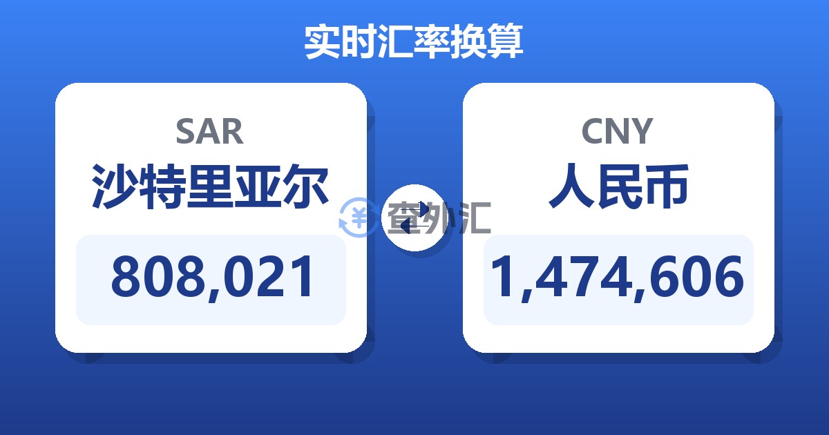 808,021沙特里亚尔兑人民币