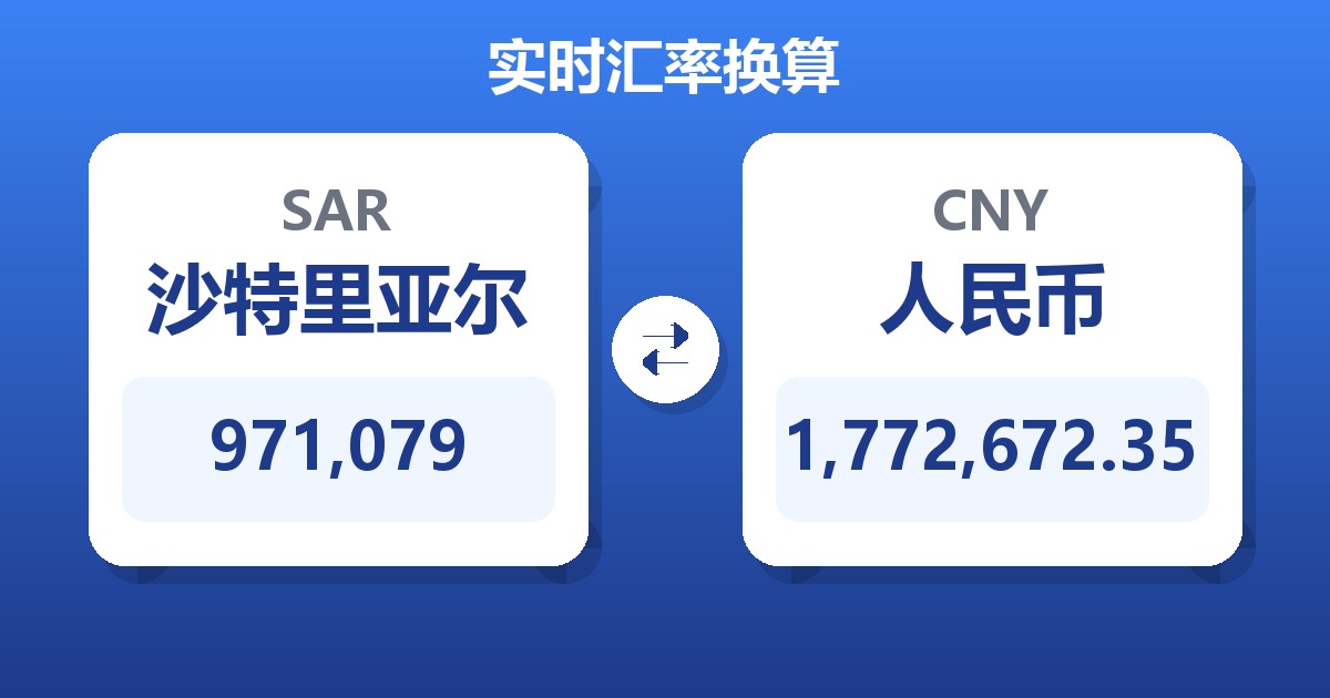 971,079沙特里亚尔兑人民币