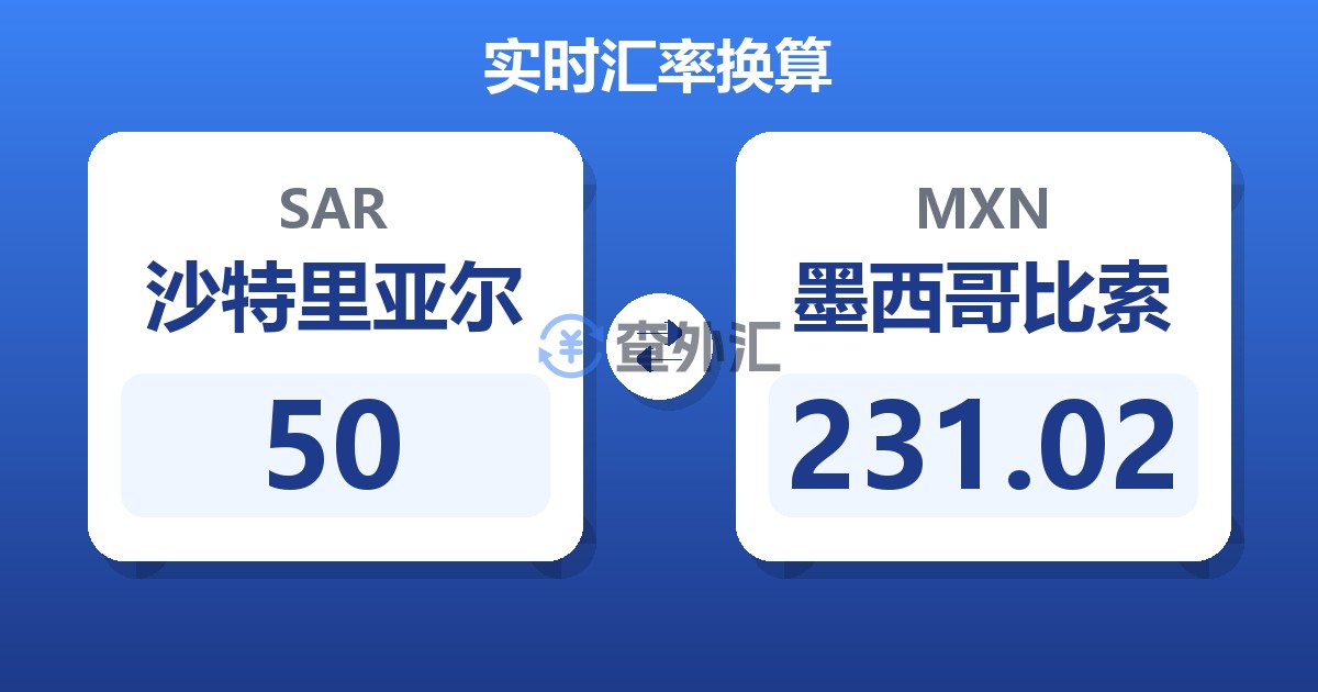 50沙特里亚尔兑墨西哥比索