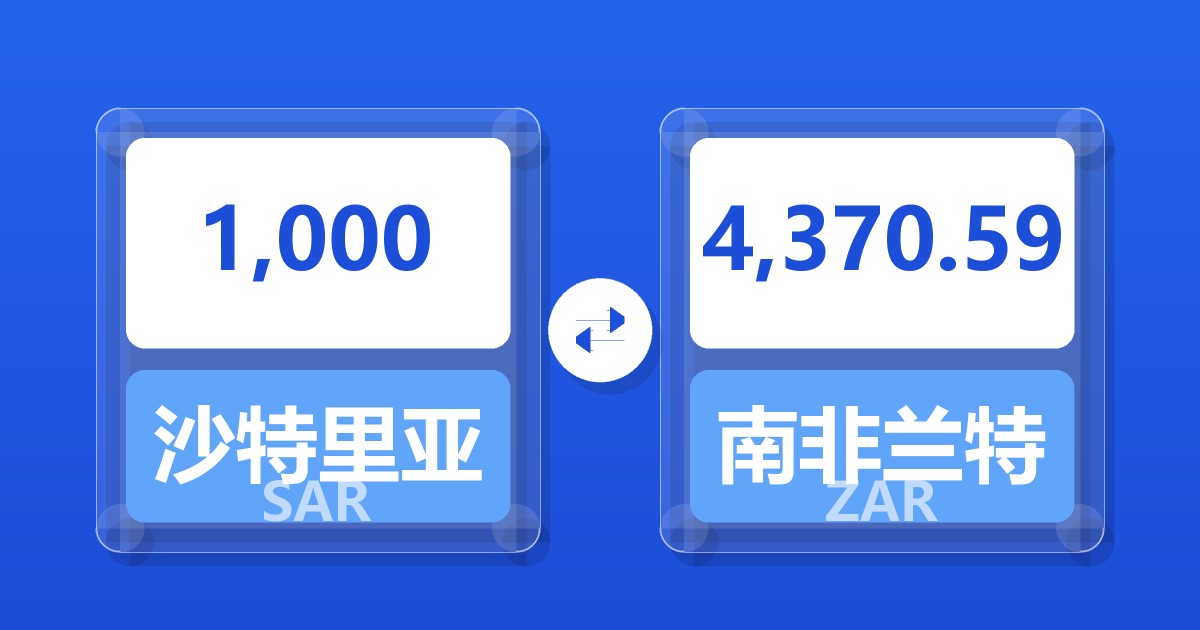 1,000沙特里亚尔兑南非兰特