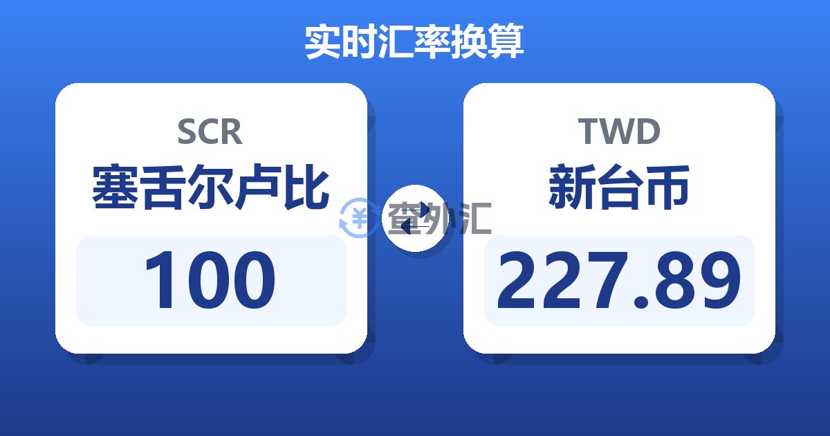 100塞舌尔卢比兑新台币