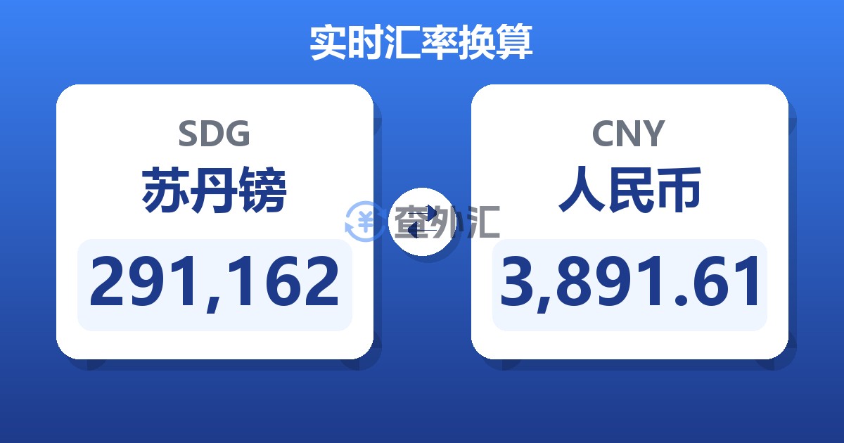 291,162苏丹镑兑人民币