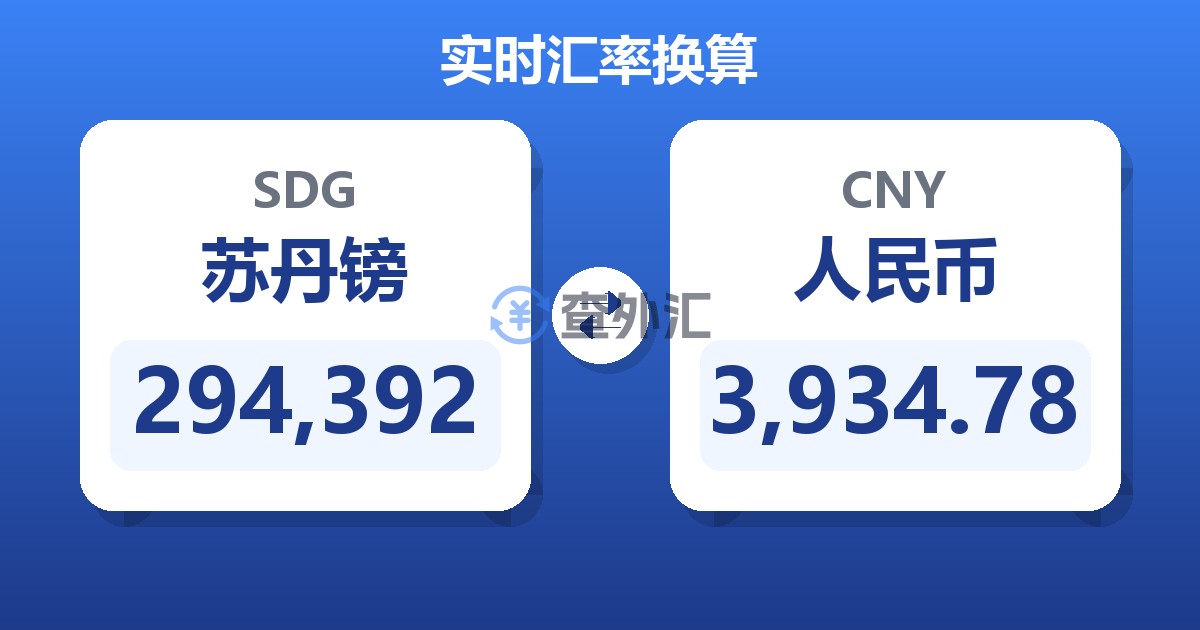 294,392苏丹镑兑人民币