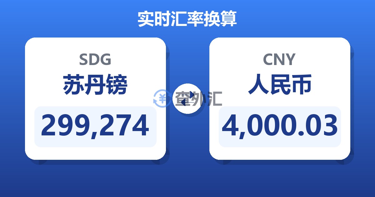 299,274苏丹镑兑人民币